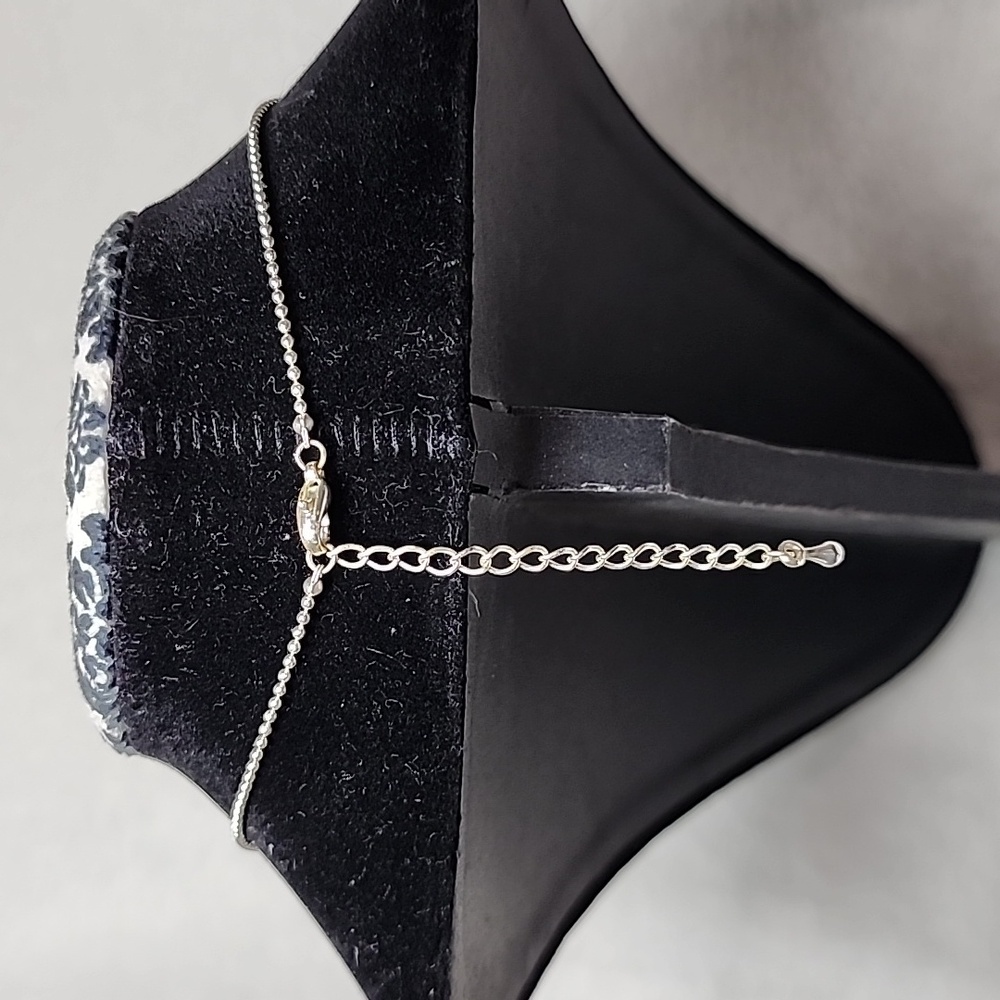 Silver Rhinestone C Initial On Beaded Chain - Picture 3 of 3